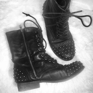 Madden Girl Steve Madden Stud Black Combat Boots